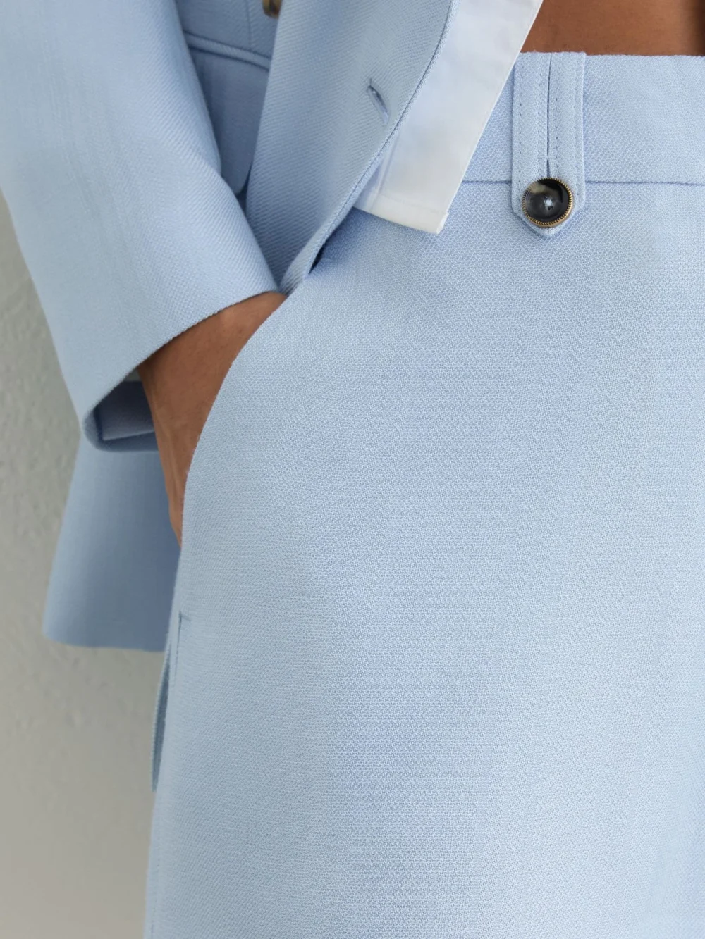 Reiss Blue Mid-rise Tailored Shorts, view 3