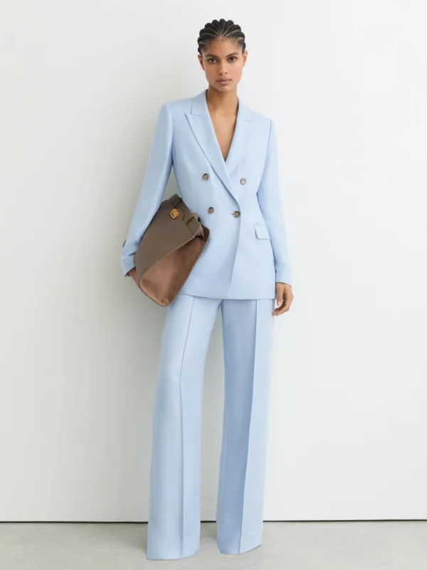 Reiss Blue Petite Double-breasted Peak-lapel Suit Jacket