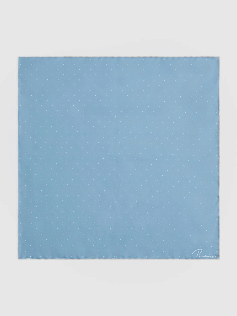 Reiss Blue Polka Dot Silk Pocket Square, view 3