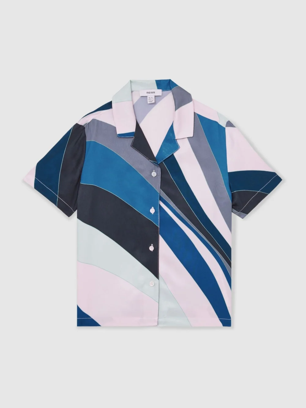 Reiss Blue Print 13-14 yrs Printed Cuban Collar Shirt