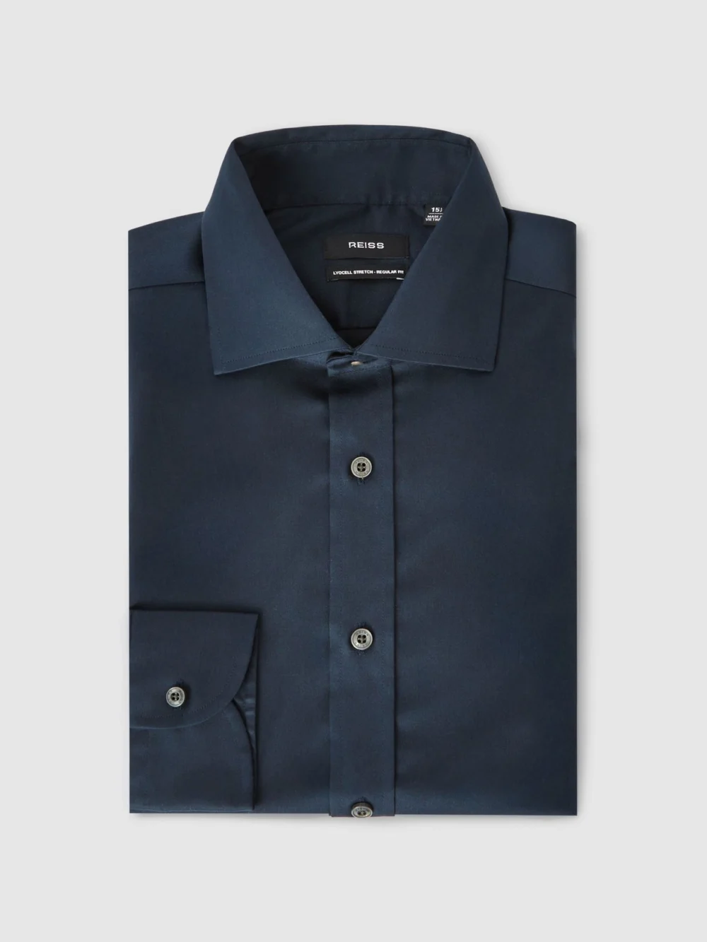 Reiss Blue Regular Fit Cotton-blend Stretch Shirt, view 2