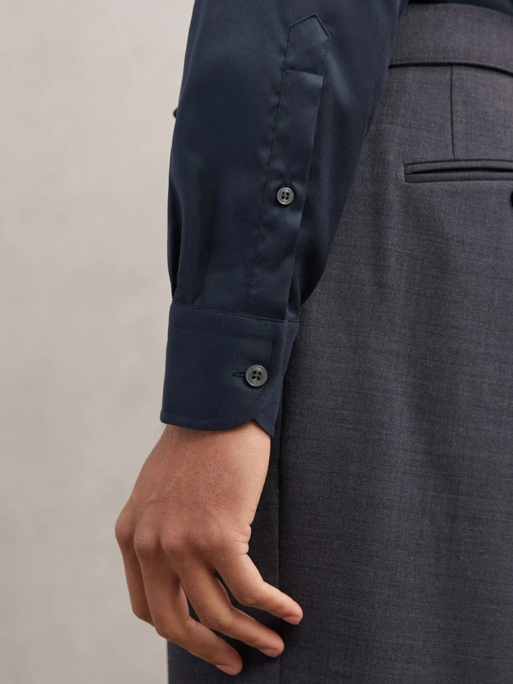 Reiss Blue Regular Fit Cotton-blend Stretch Shirt, view 4