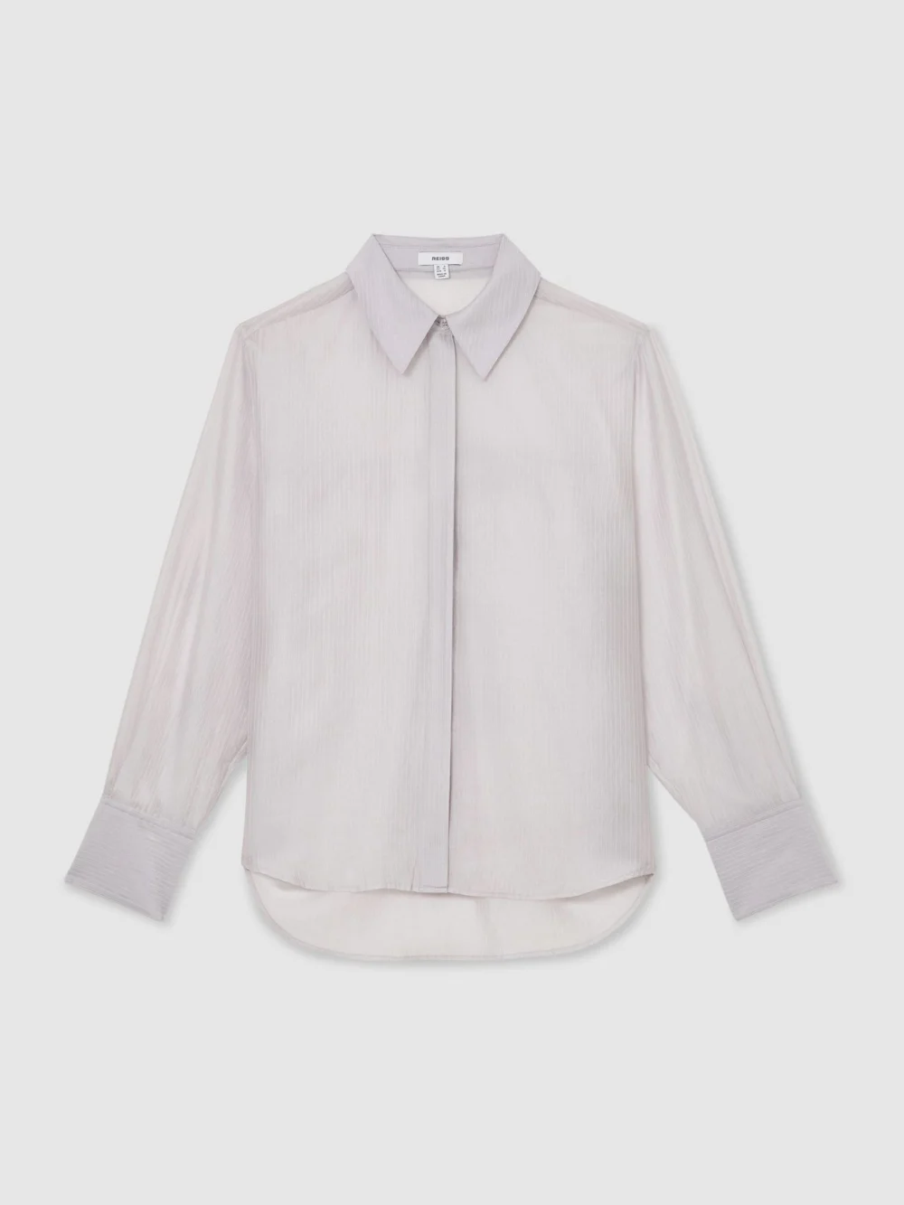 Reiss Blue Sheer Striped Long-sleeve Shirt, view 2