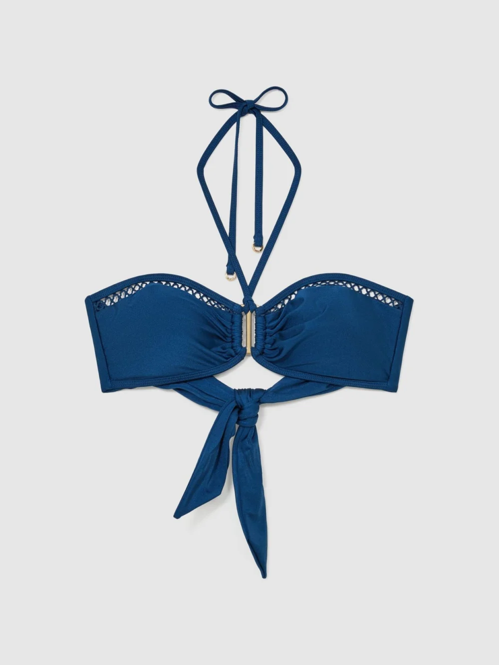 Reiss Blue Shimmer Bandeau Bikini Top, view 2