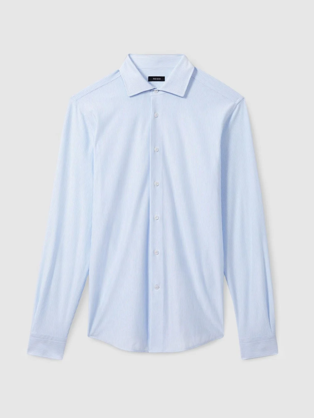Reiss Blue Stripe Cotton-blend Cutaway-collar Striped Shirt, view 2
