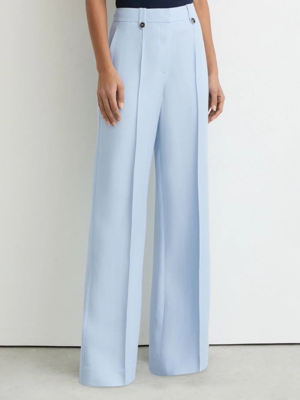 Reiss Blue Wide-leg Suit Trousers, view 4
