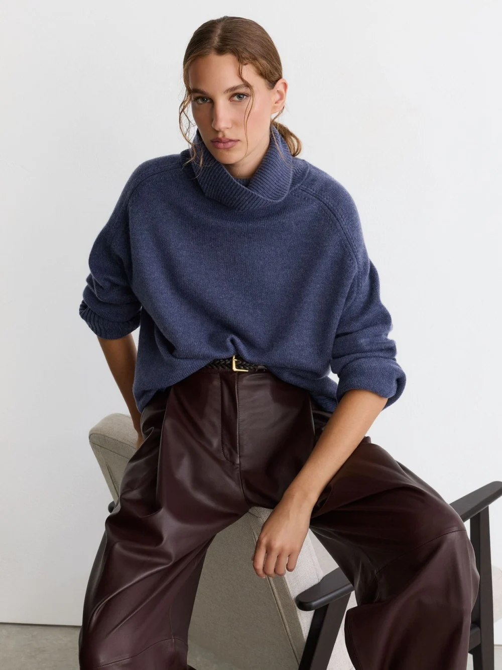 Reiss Blue Wool-cashmere Roll-neck Jumper