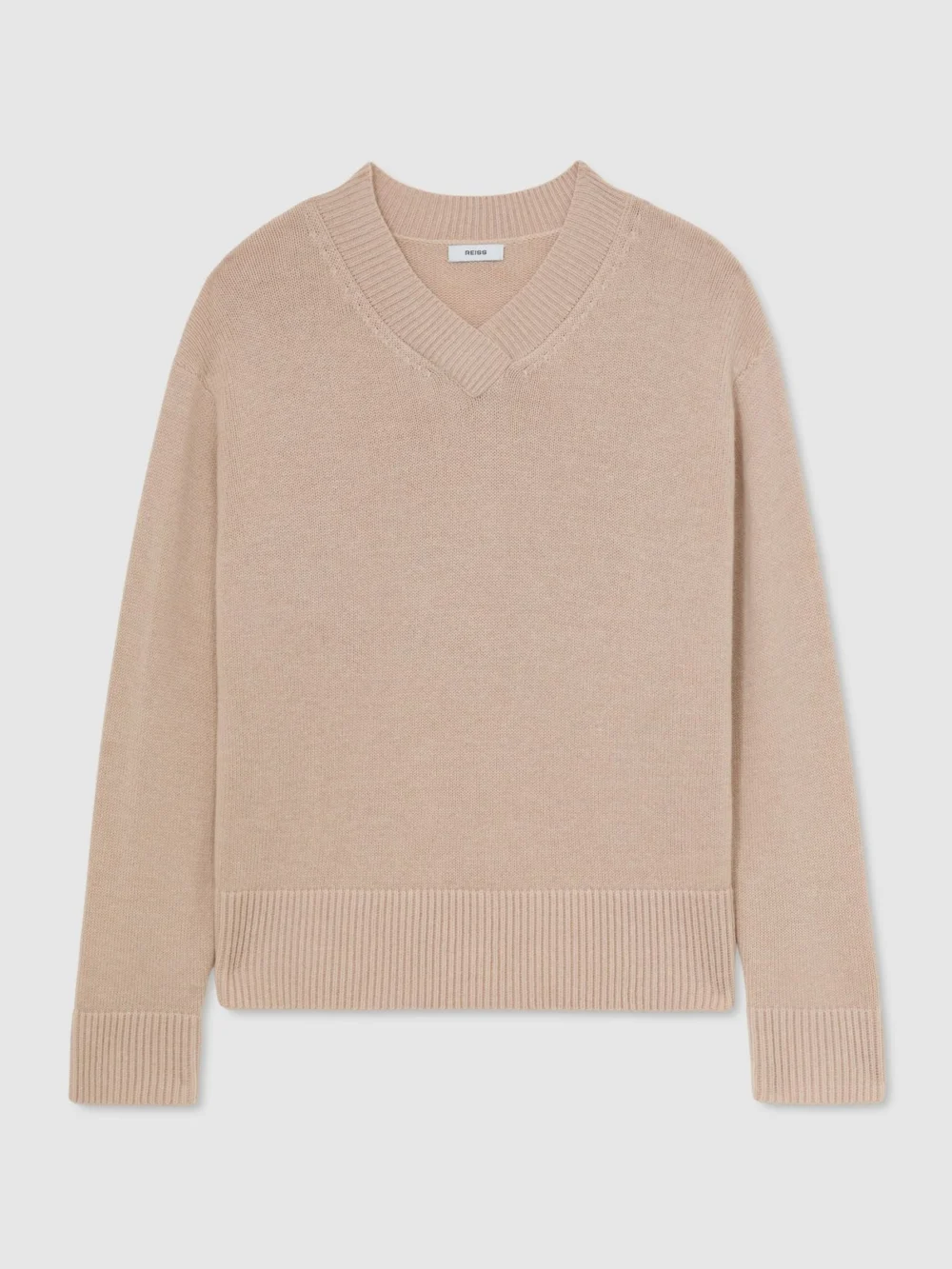 Reiss Blush Pink Wool-cashmere V-neck Jumper, view 2