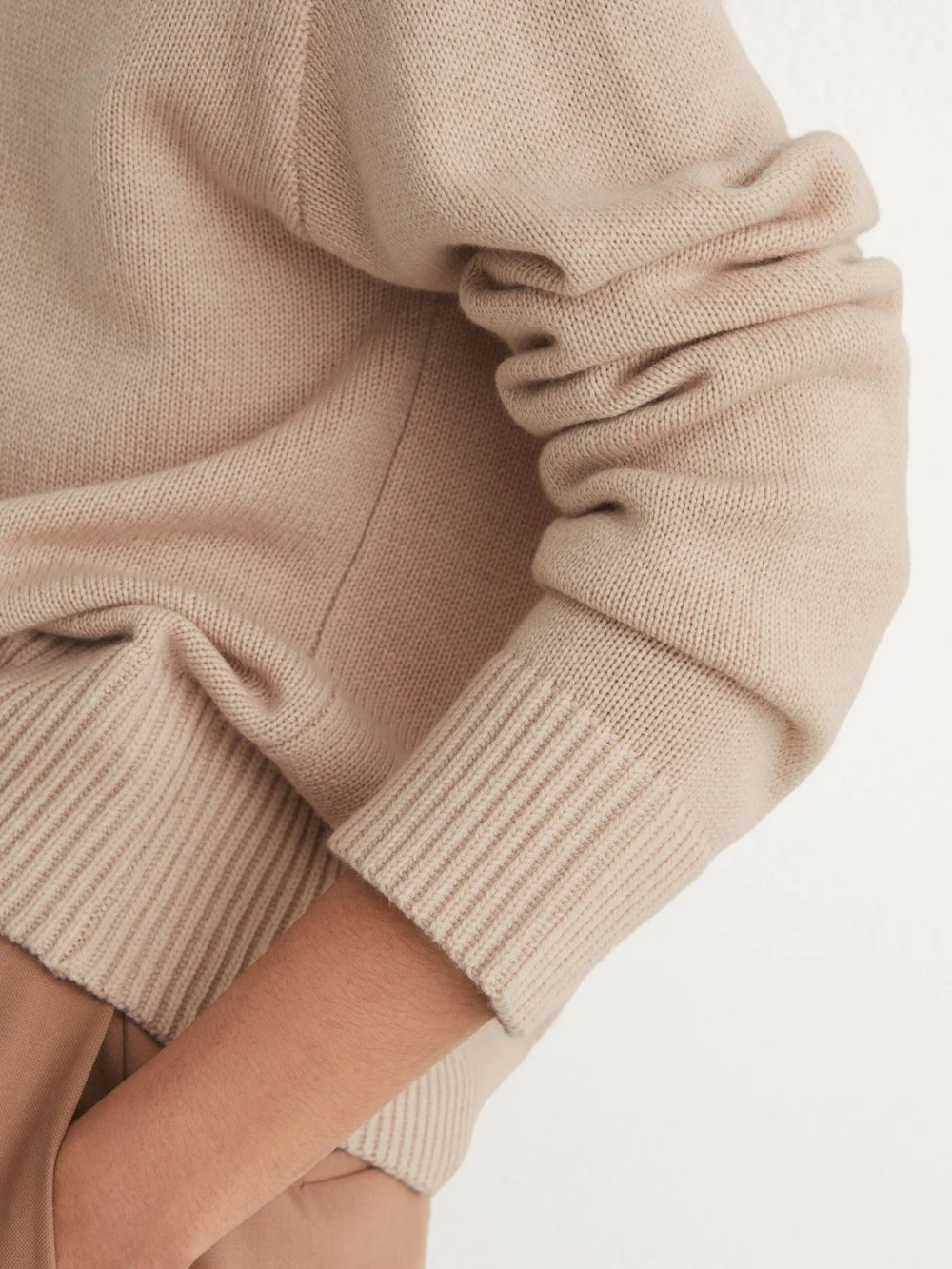 Reiss Blush Pink Wool-cashmere V-neck Jumper, view 4