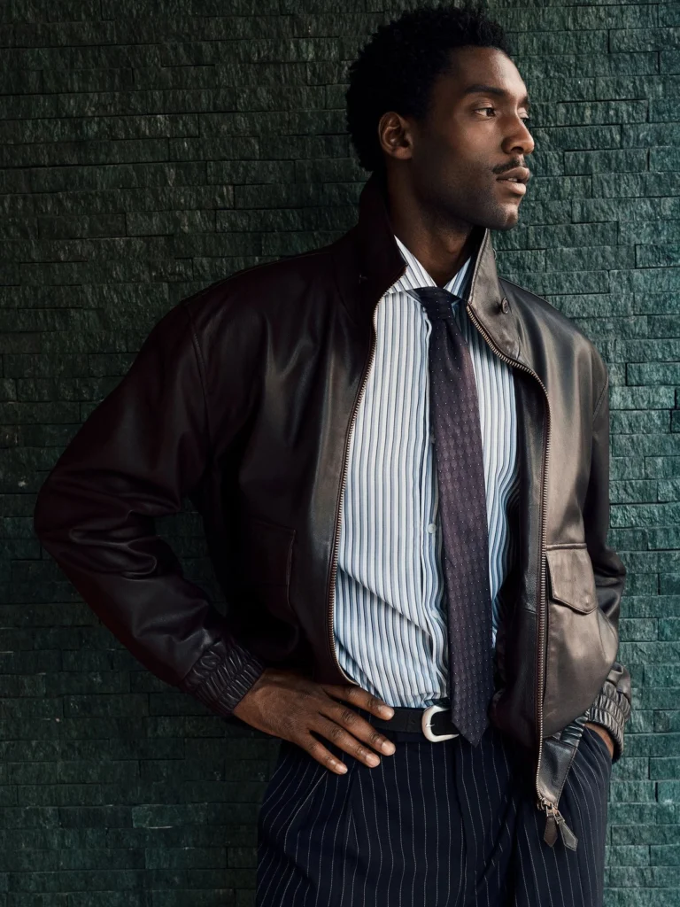 Reiss Bordeaux Leather Oversized Funnel-neck Jacket