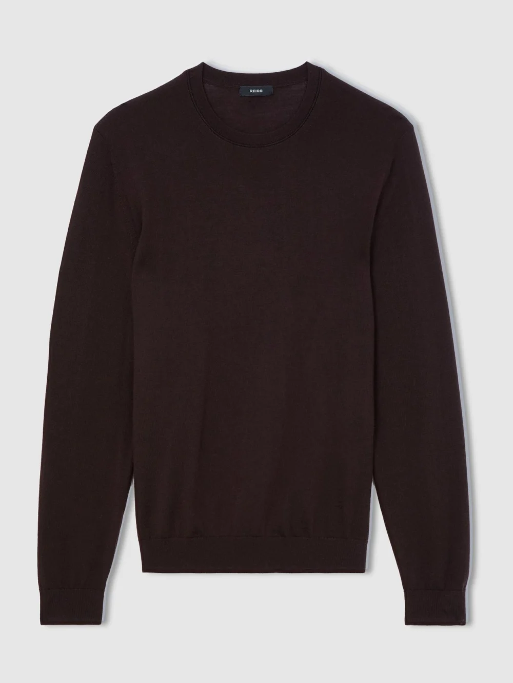 Reiss Bordeaux Merino Wool Crew-neck Jumper, view 2