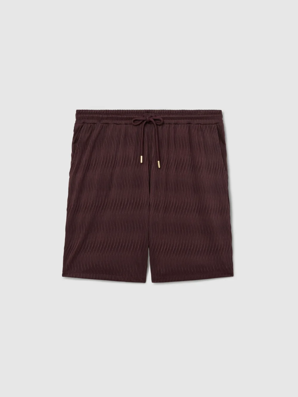 Reiss Bordeaux Textured-wave Drawstring Shorts, view 2