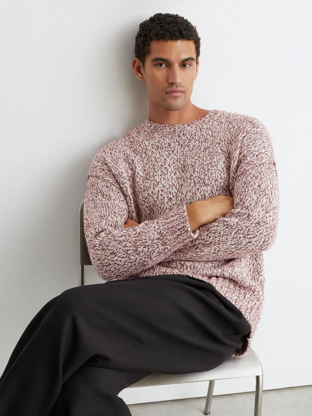Reiss Bordeaux Wool-blend Speckled-knit Crew-neck Jumper