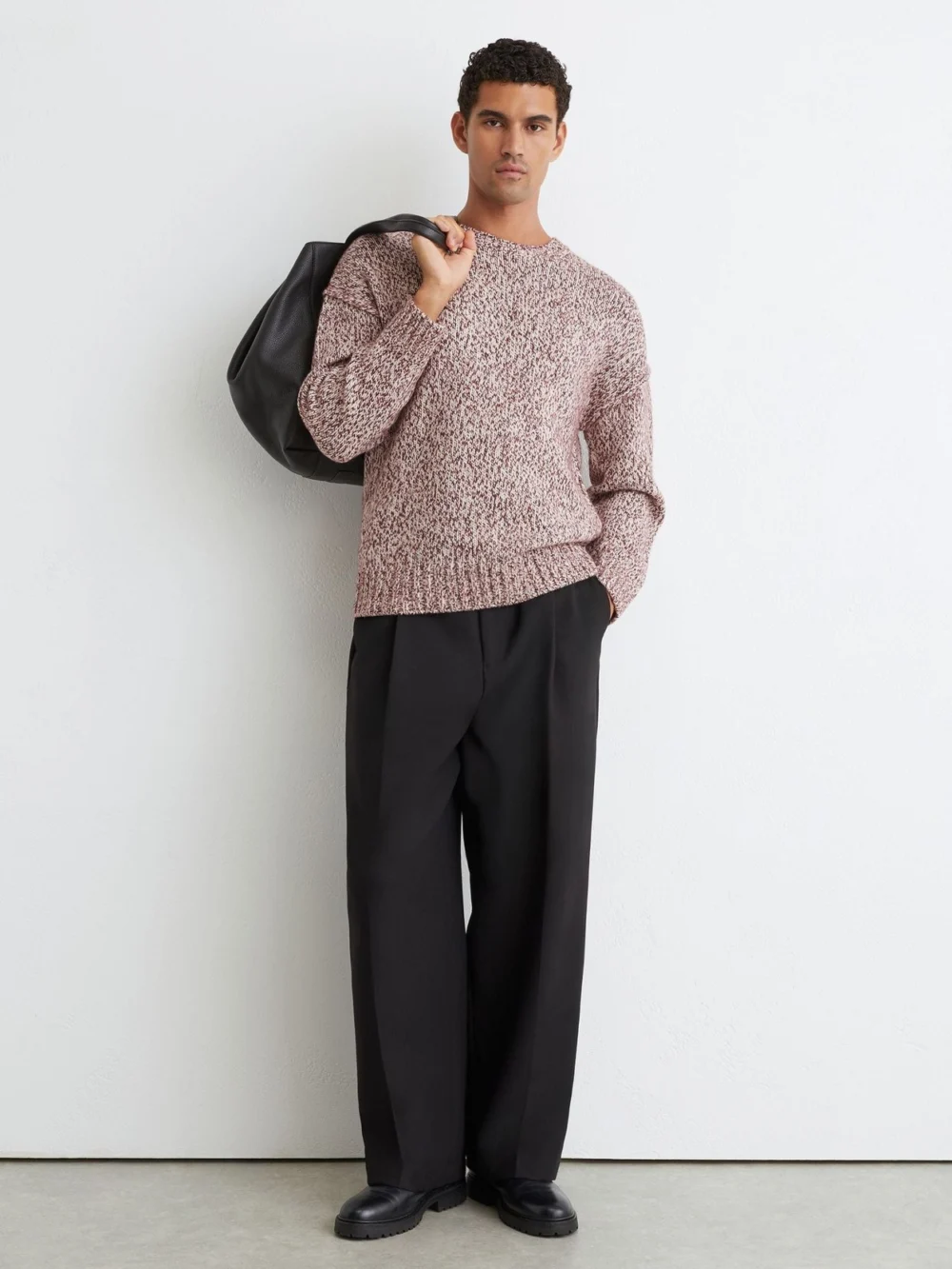 Reiss Bordeaux Wool-blend Speckled-knit Crew-neck Jumper, view 3