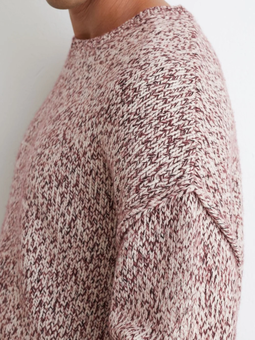 Reiss Bordeaux Wool-blend Speckled-knit Crew-neck Jumper, view 4