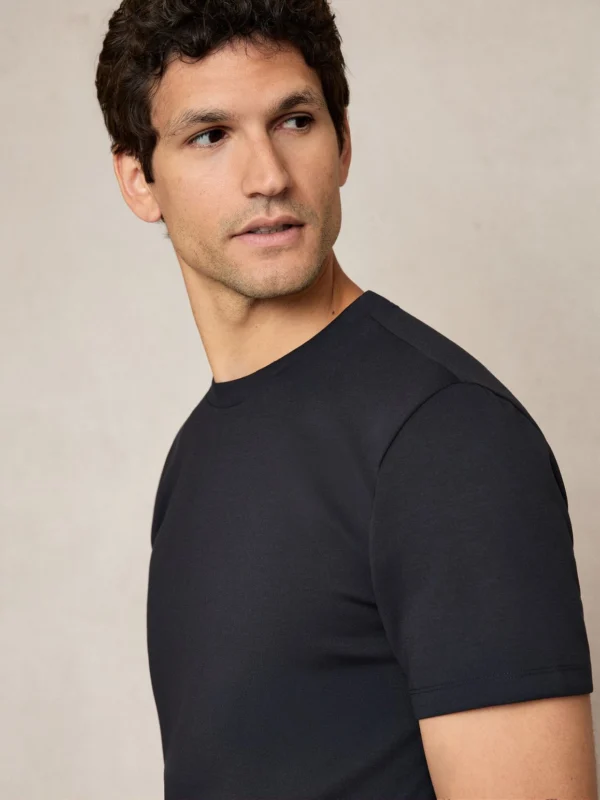 Reiss Bradley Navy Blue Premium-interlock Modern-fit T-shirt
