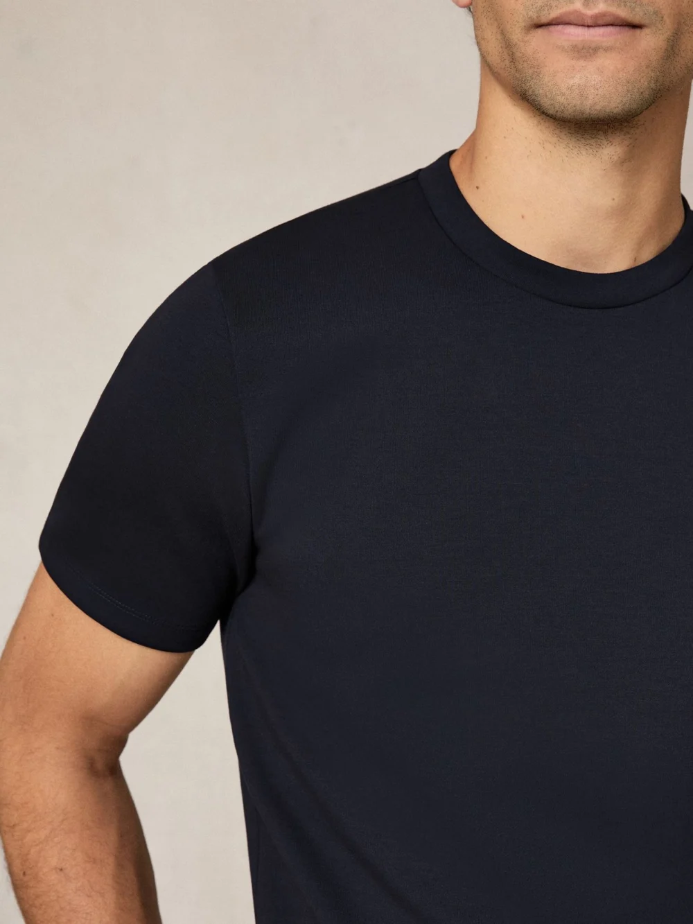 Reiss Bradley Navy Blue Premium-interlock Modern-fit T-shirt, view 4