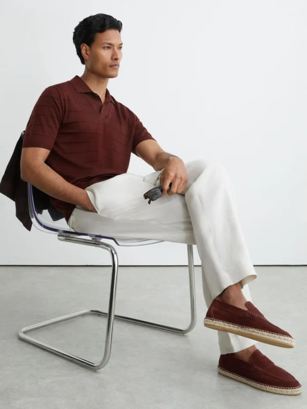 Reiss Brick Red Suede Penny Loafer Espadrilles