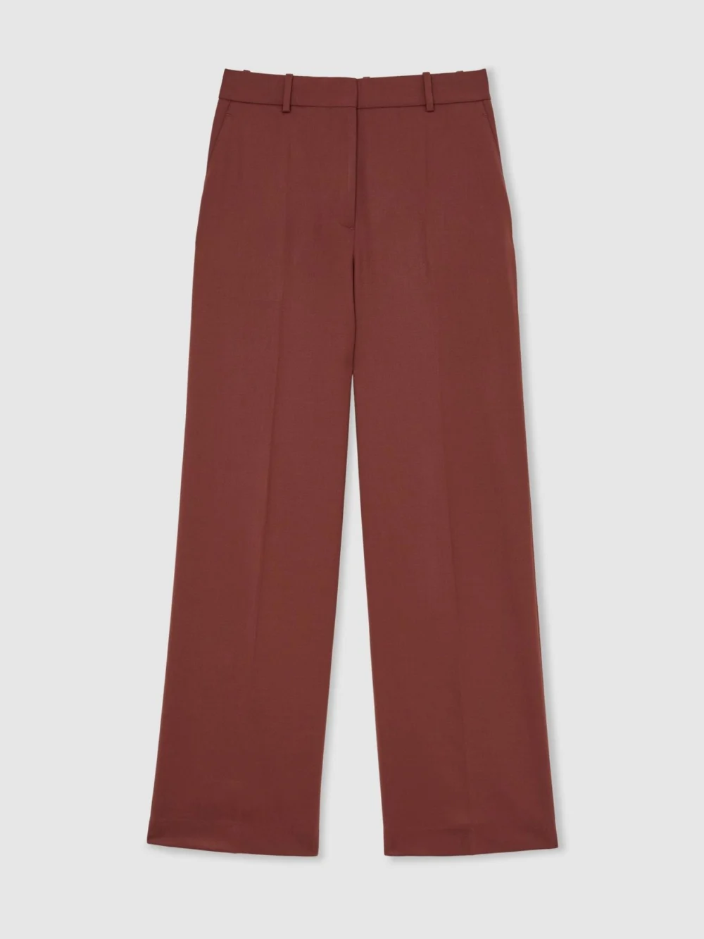 Reiss Brick Red Wool-blend Wide-leg Suit Trousers, view 3