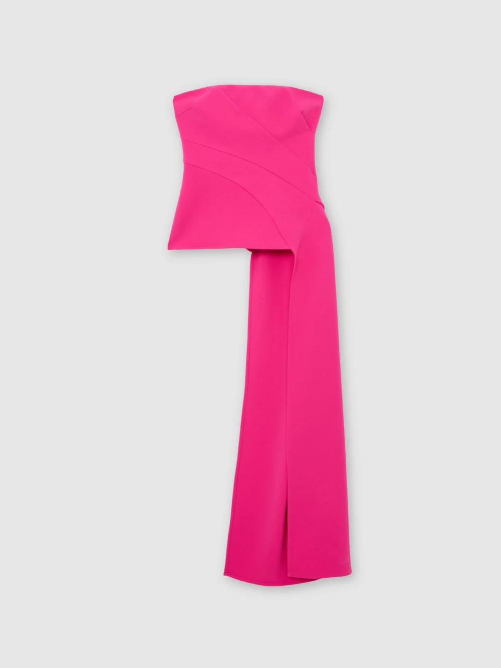 Reiss Bright Pink Strapless Drape-detail Structured Top, view 2