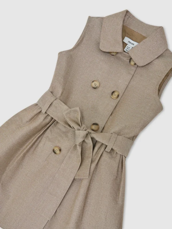 Reiss Bronze 13-14 yrs Cotton-blend Metallic-weave Shirt Dress,