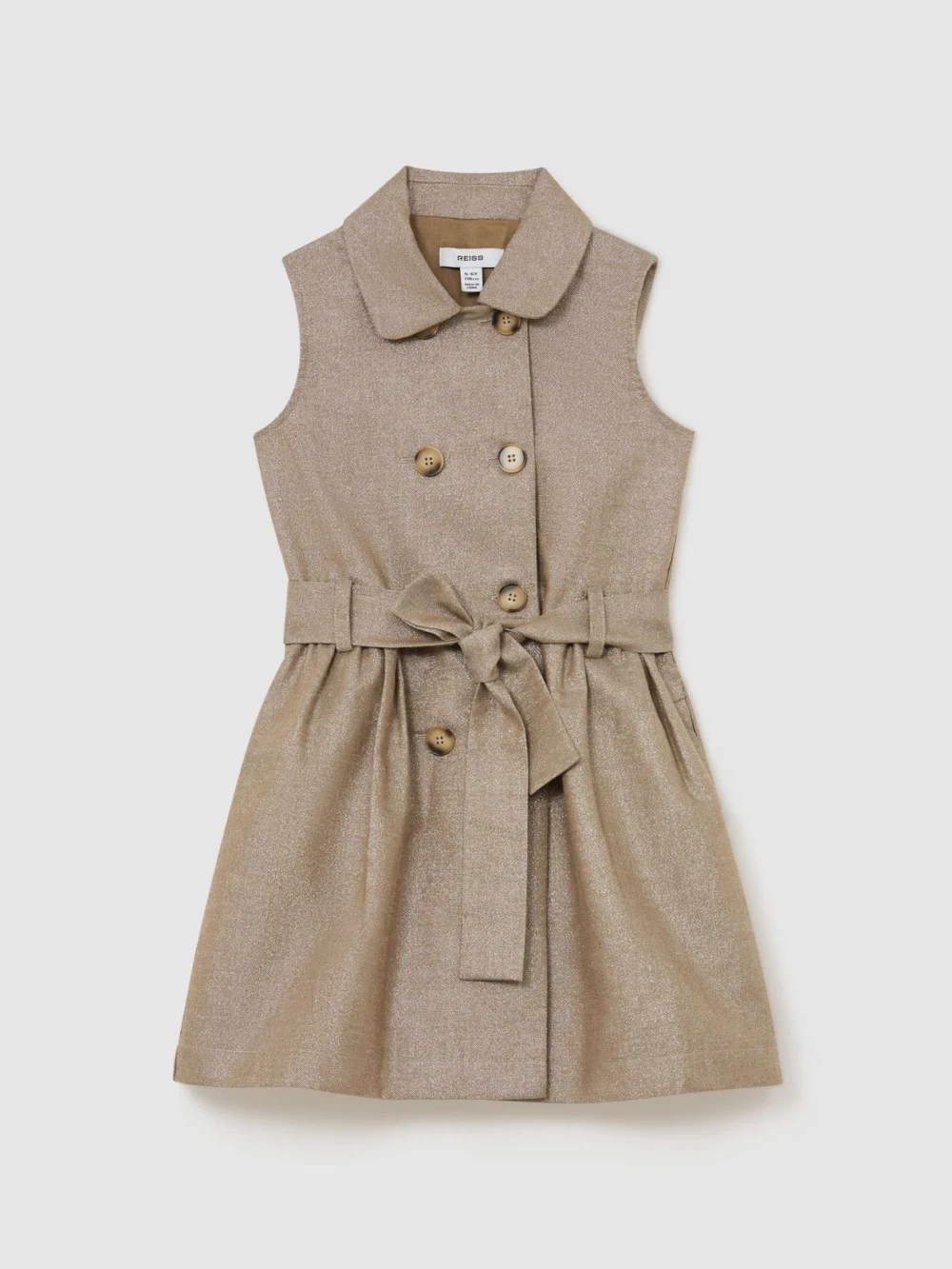 Reiss Bronze 13-14 yrs Cotton-blend Metallic-weave Shirt Dress,, view 3