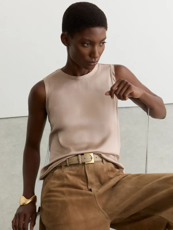 Reiss Bronze Silk-front Jersey Vest