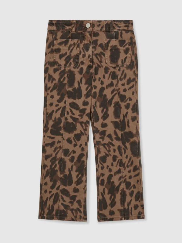 Reiss Brown 13-14 yrs Leopard-print Flared Jeans