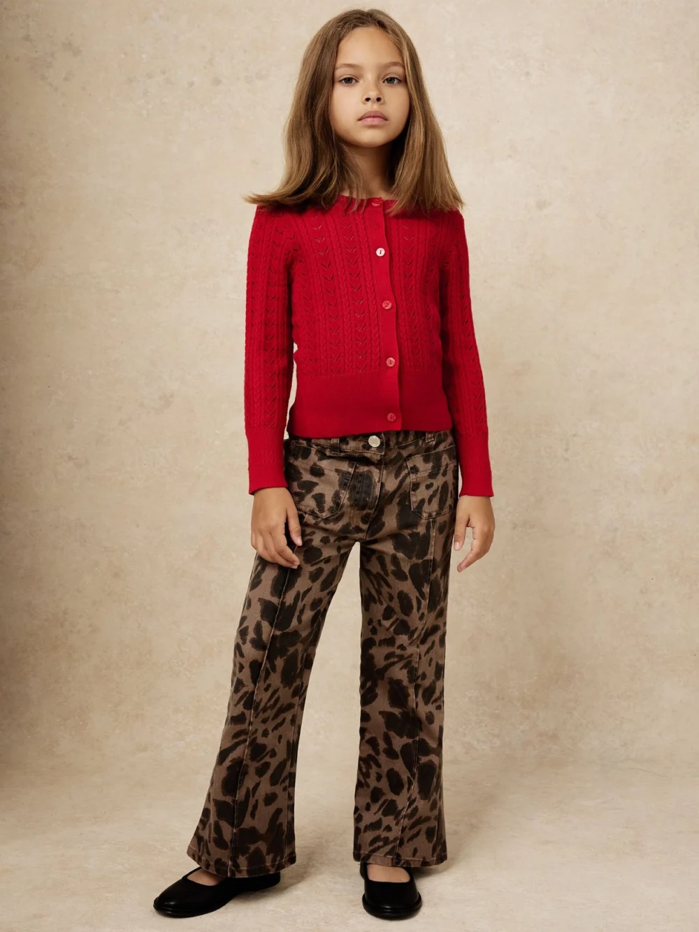 Reiss Brown 13-14 yrs Leopard-print Flared Jeans, view 2