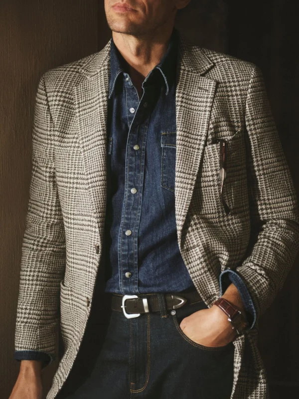 Reiss Brown & White Classic Fit Wool-blend Houndstooth Single-breasted Blazer