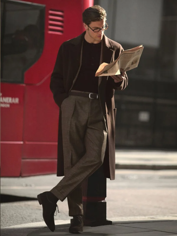 Reiss Brown Classic Fit Wool-blend Herringbone Suit Trousers