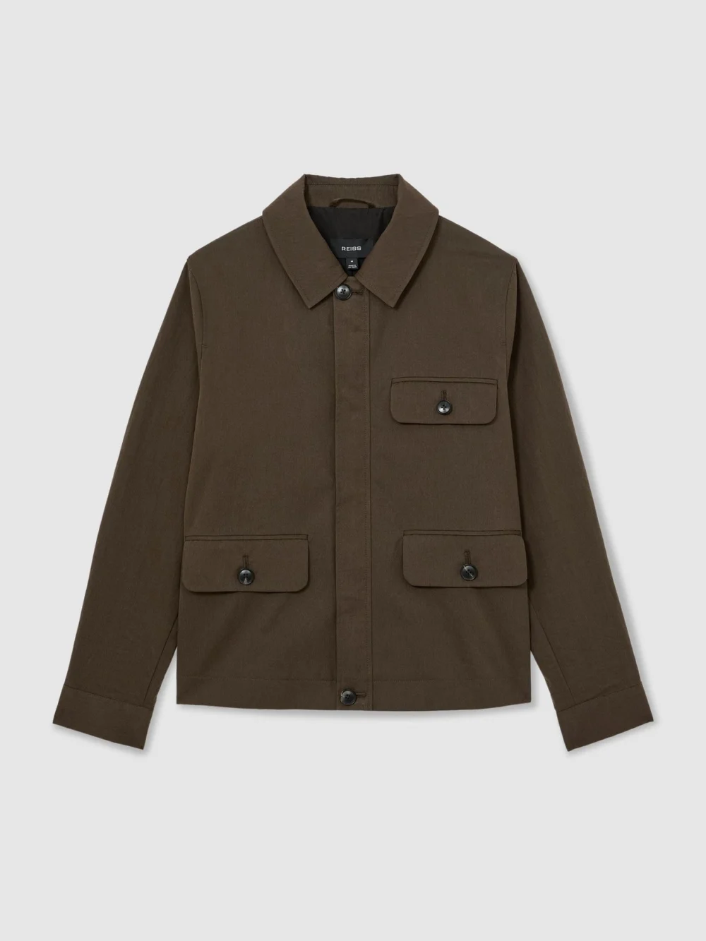 Reiss Brown Cotton-blend Zip-through Jacket, view 2