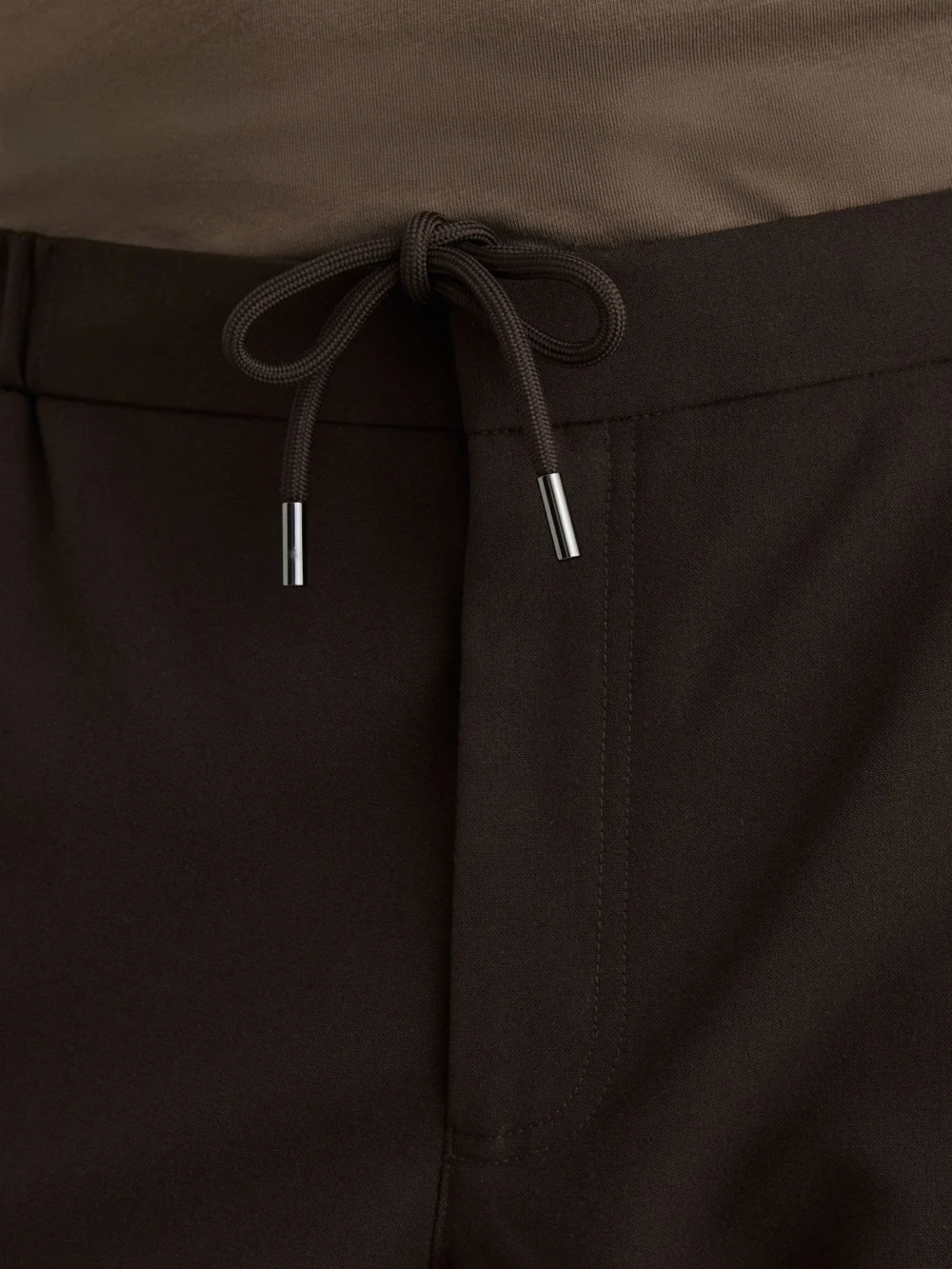 Reiss Brown Drawstring Chino Shorts, view 4