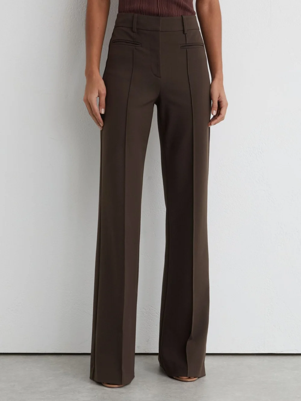 Reiss Brown Flared Trousers, view 3