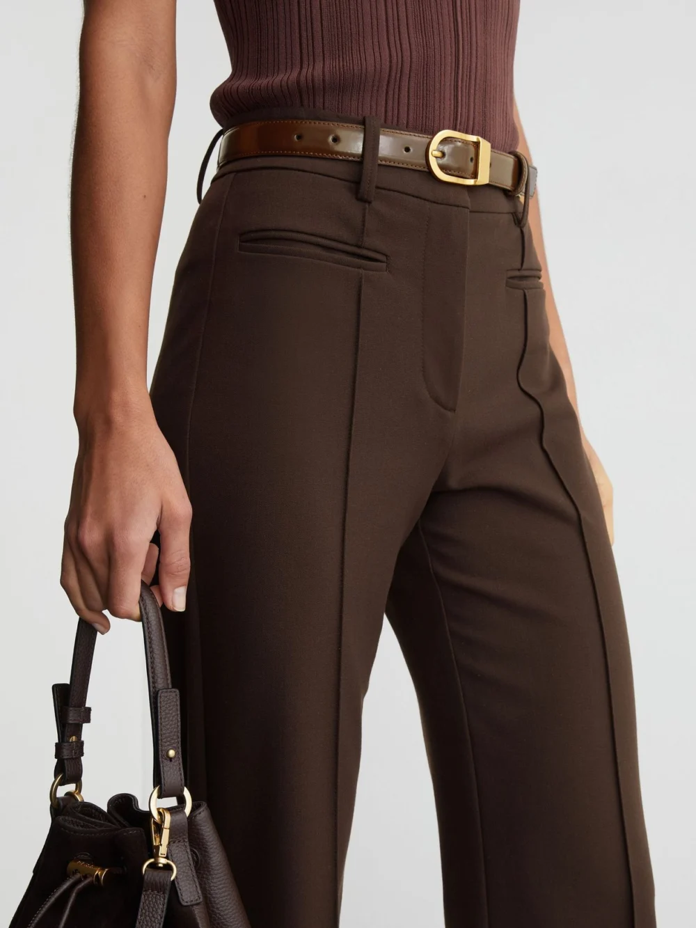 Reiss Brown Flared Trousers, view 4