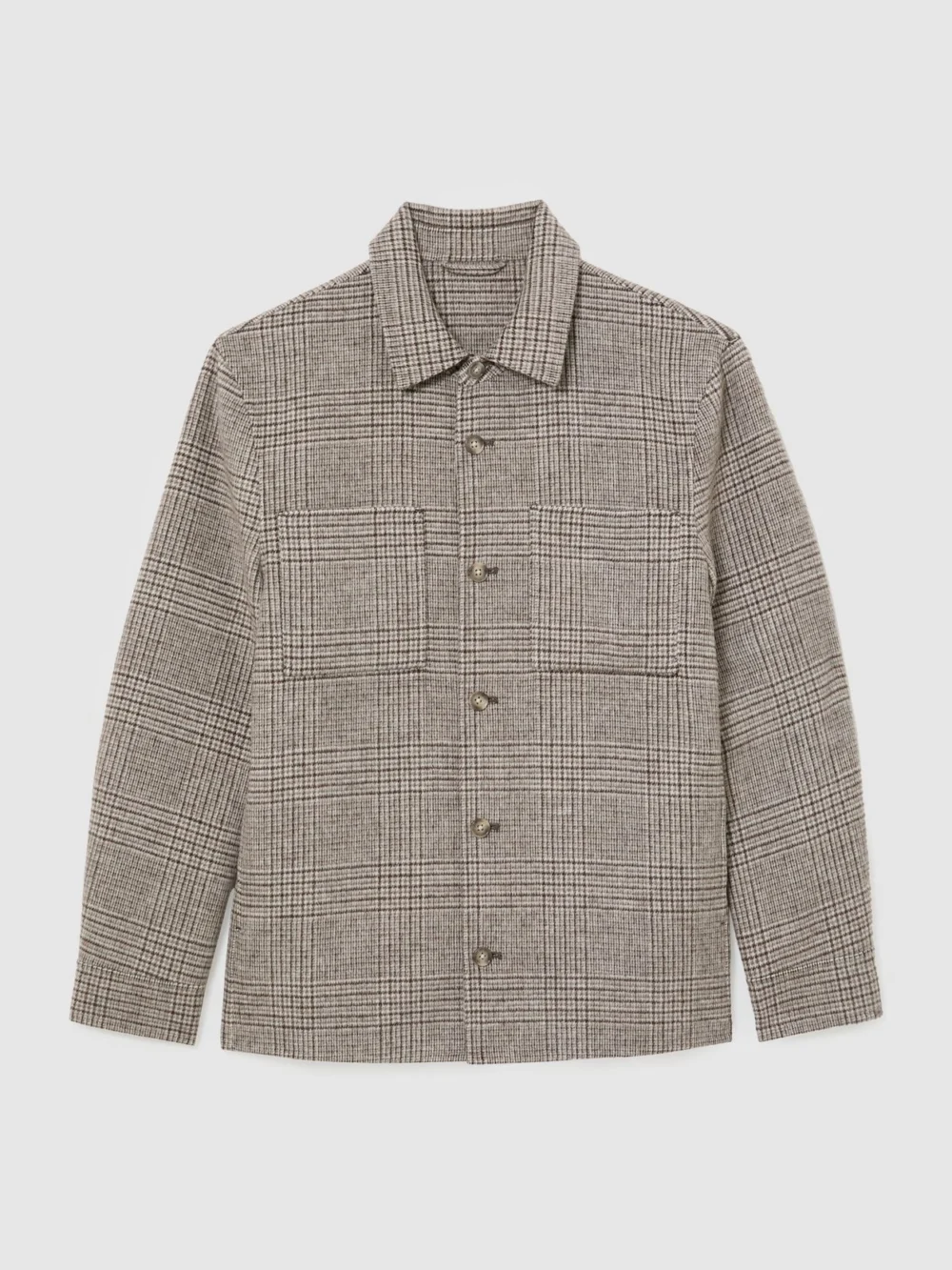Reiss Brown Gano Wool-blend Twin-pocket Overshirt, view 2