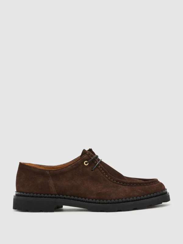 Reiss Brown Hatton Lace-up Moccasin Shoes