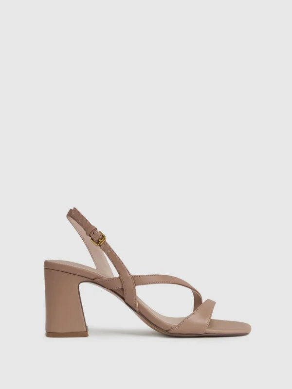 Reiss Brown Leather Heeled Sandals