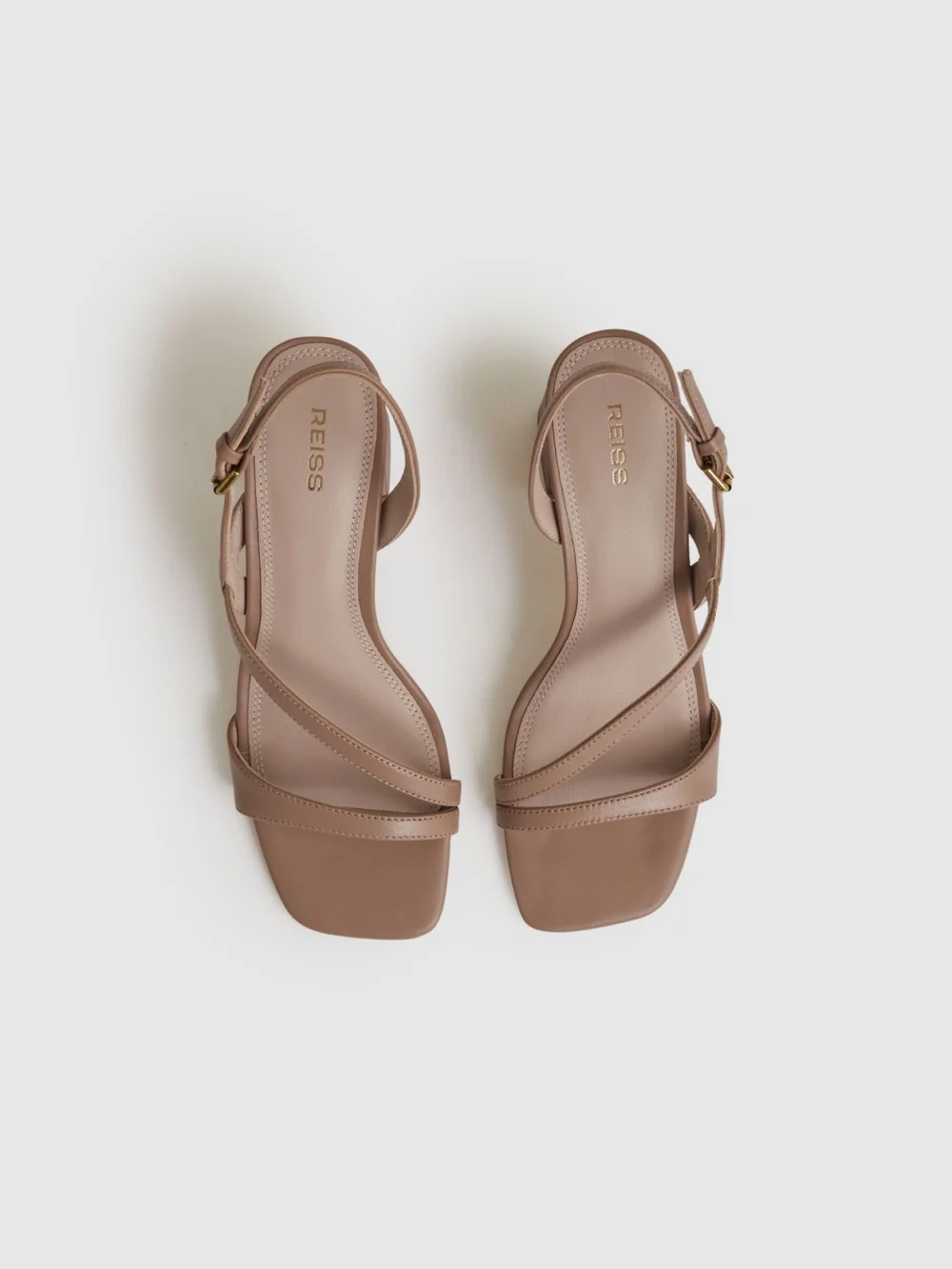 Reiss Brown Leather Heeled Sandals, view 3