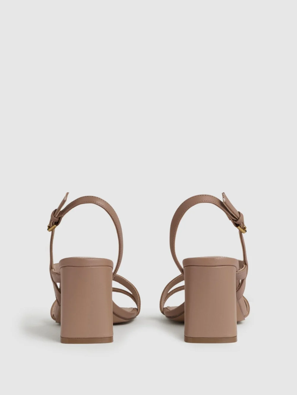 Reiss Brown Leather Heeled Sandals, view 4