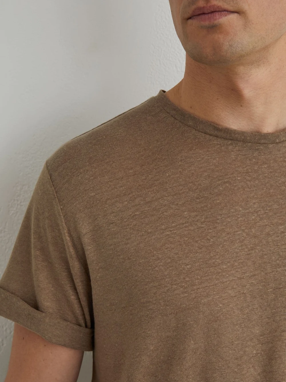Reiss Brown Linen Relaxed-fit Crew-neck T-shirt, view 3