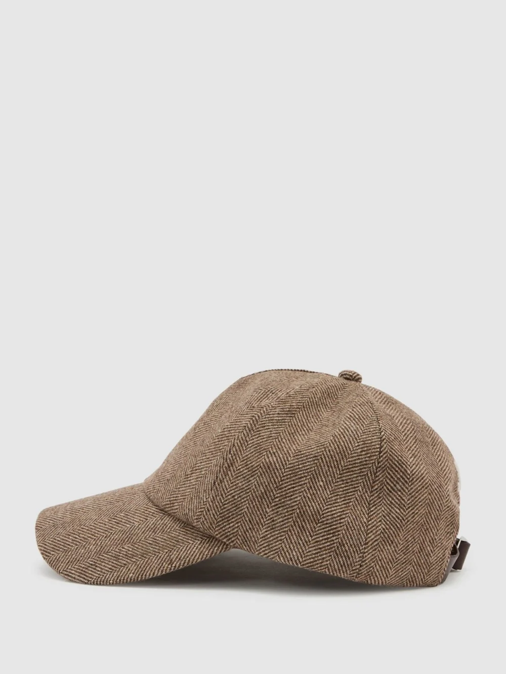 Reiss Brown Monogram Wool-blend Herringbone Baseball Cap,, view 3