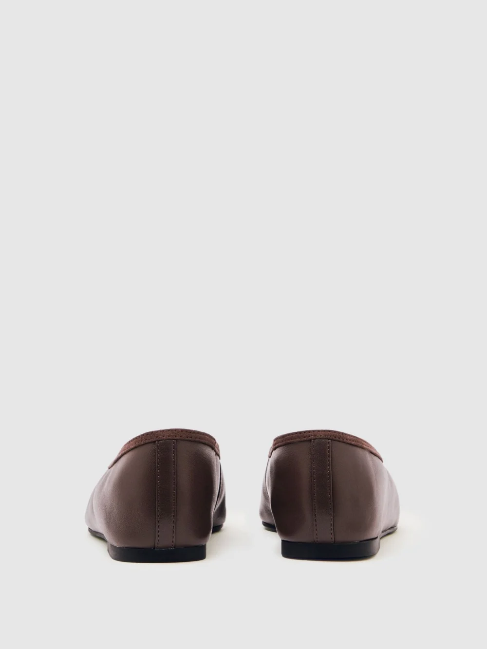 Reiss Brown Nappa Leather Ballet Flats, view 4