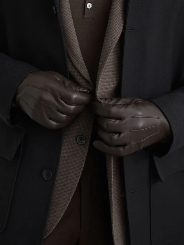 Reiss Brown Nappa Leather Gloves