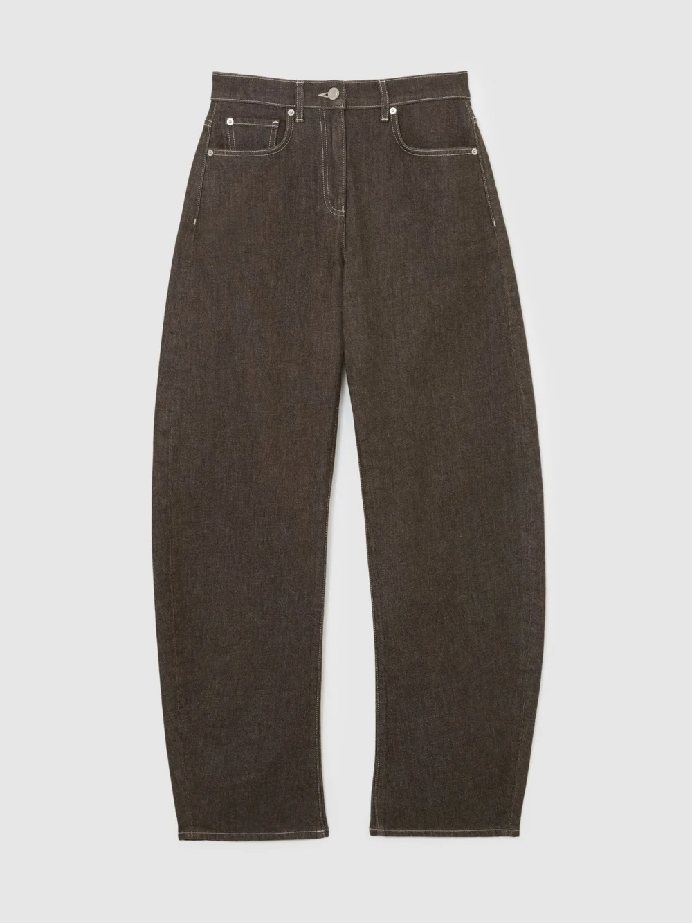 Reiss Brown Petite Barrel-leg Jeans, view 6