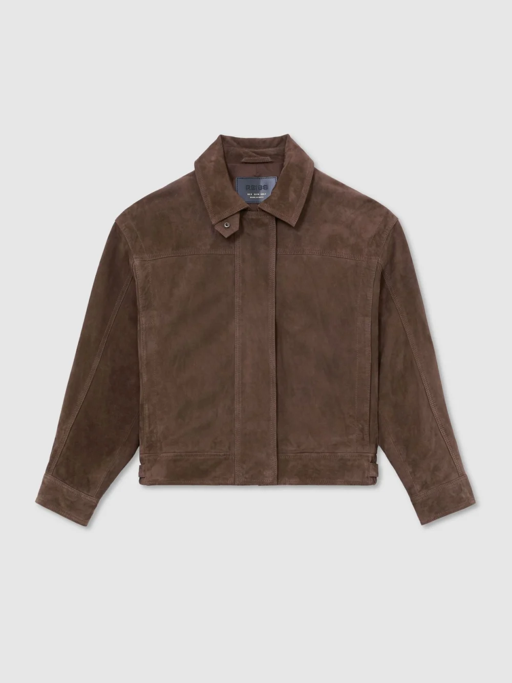 Reiss Brown Petite Suede Relaxed-fit Jacket, view 2