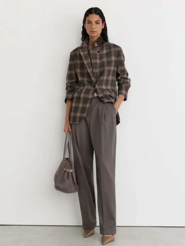 Reiss Brown Sandor Tall Wool Relaxed Single-breasted Blazer