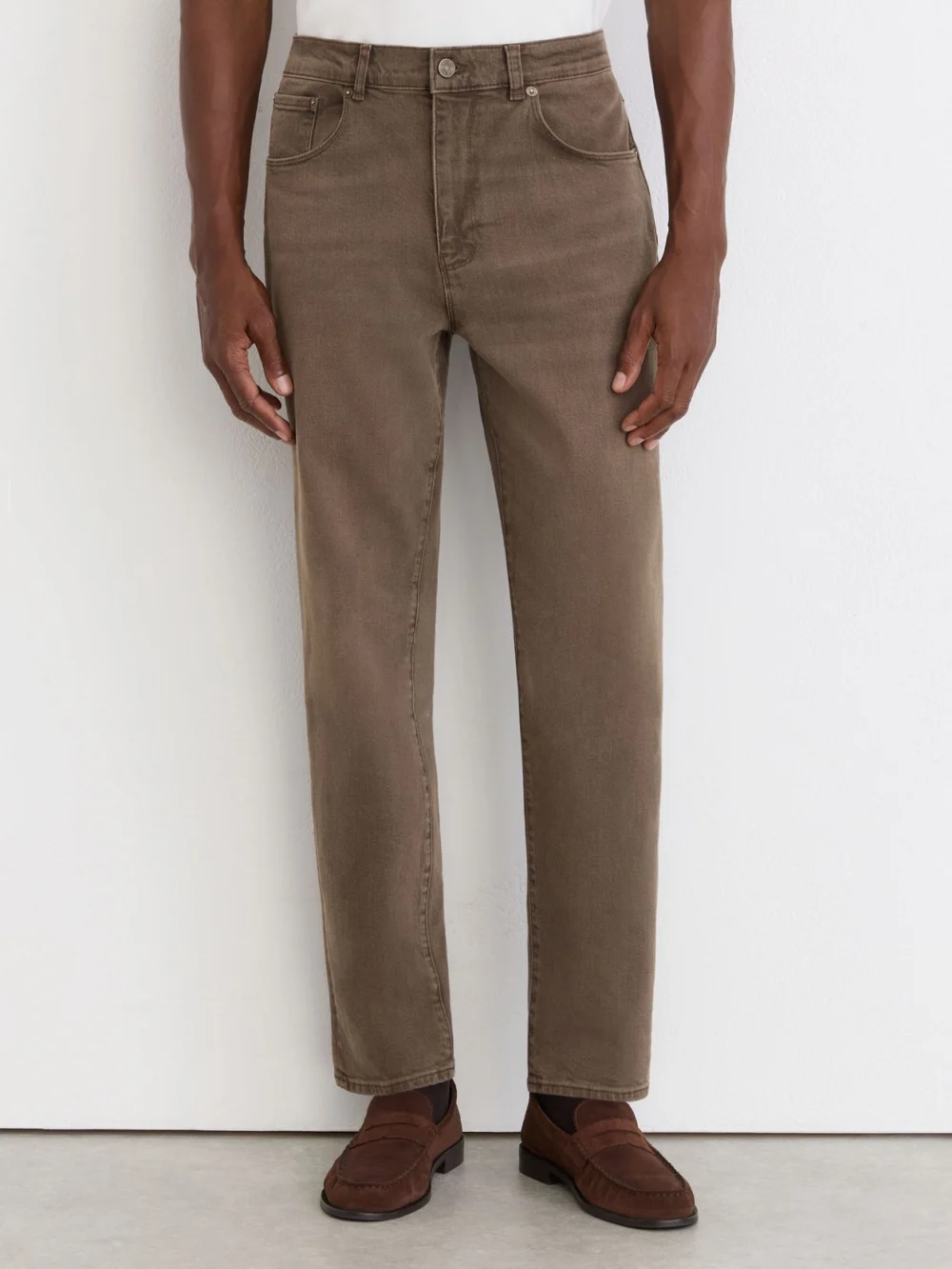 Reiss Brown Straight-leg Jeans, view 3