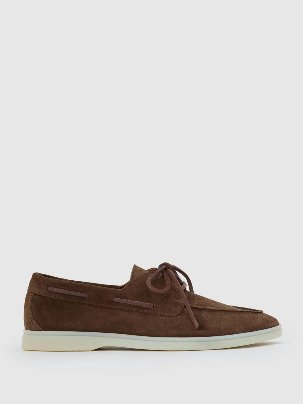 Reiss Brown Suede Lace-up Boat Shoes