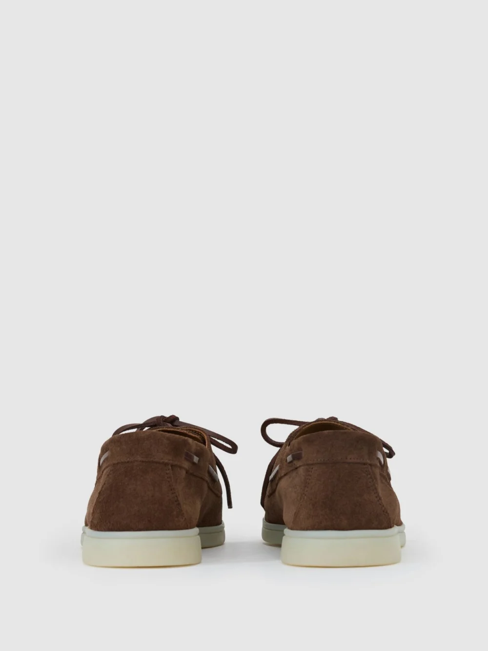 Reiss Brown Suede Lace-up Boat Shoes, view 3